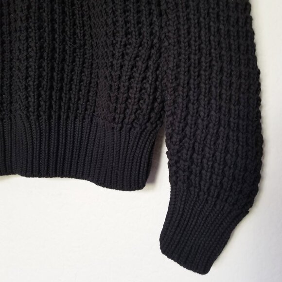 AllSaints Men's M Illund Waffle Stitch Crew Neck Sweater Organic Cotton Black - Picture 15 of 16